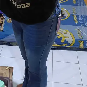 Jennie Cutbray Jeans Higwaist Lipatan Kaki Besar Jeans strecht Wanita