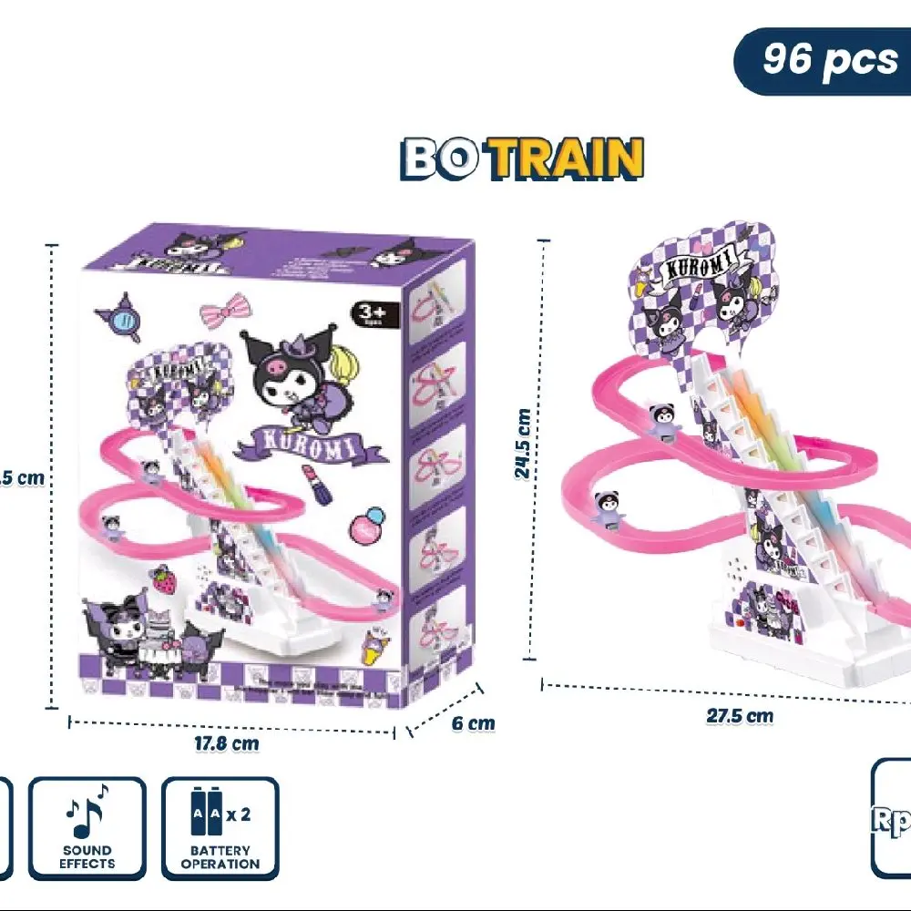 Kuromi BO Train Mainan 96 pcs dengan Efek Suara dan Operasi Baterai untuk Anak-Anak