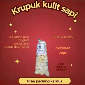 RAMBAK KULIT SAPI 70gr KHAS SOLO viral rambak kulit sapi khas solo snack food pedas asin gurih renyah Cemilan lezat dan menggugah selera