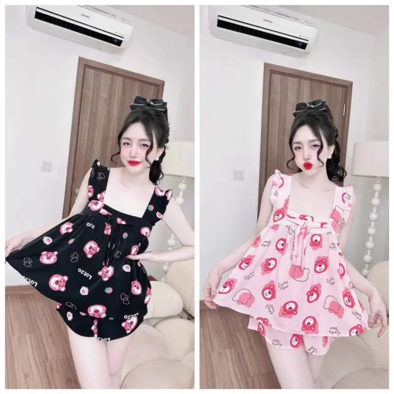Bigsezi 55/75 kg mango họa tiếc con vật đồ mặc nhà Nữ Women Áo Thun Kem thoáng mát tay cánh tiên