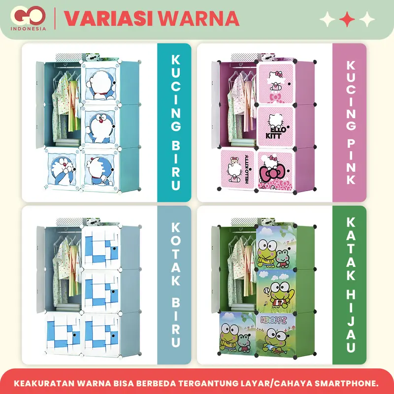 GO - Rak Penyimpanan Pakaian Multifungsi Portable 6 Pintu Bahan PVC Lemari Minimalis Rangka Besi COD 1