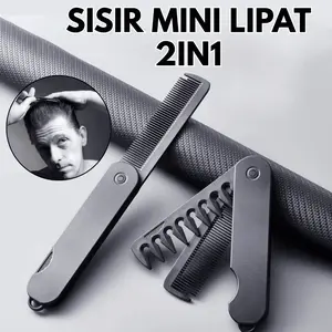 Sisir Pocket Lipat 2in1, Hair Styling Comb, Sisir Rambut Plastik Portabel