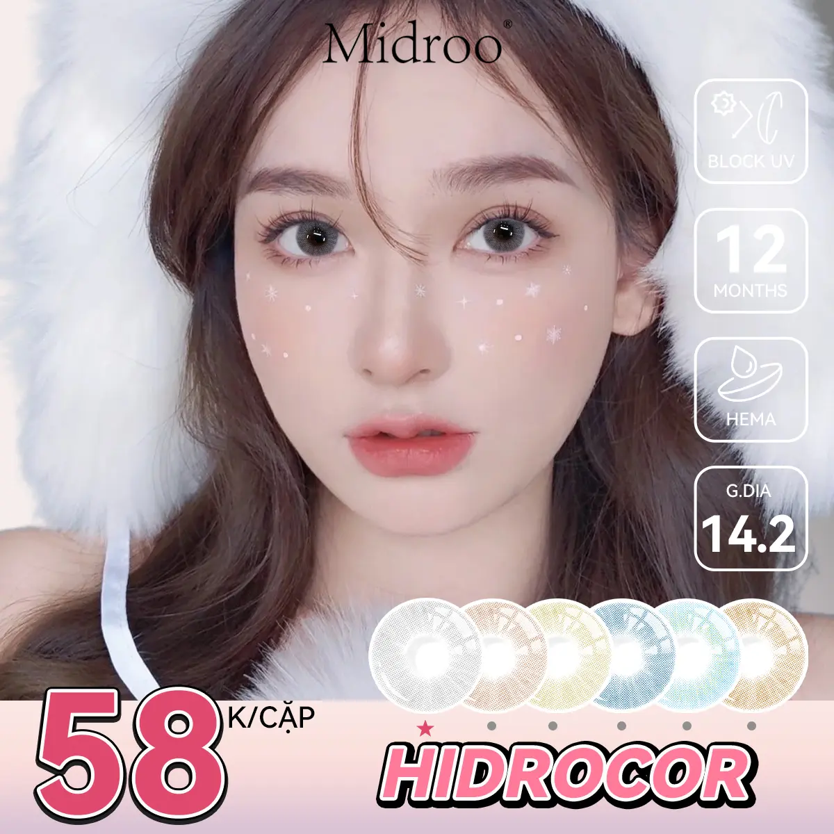 Kính Áp Tròng Dorothy, 12 Tháng, Hidrocor ICE, DIA 14,2mm, Độ Nhạy 0-6, Mua 1 Cặp, Tặng 60ml Dung Dịch Chăm Sóc Và 10ml Nhỏ Mắt, Dành Cho Nữ, Mắt Làm Đẹp, Đầy Màu Sắc, [ĐẶT MUA 1 TẶNG 3]