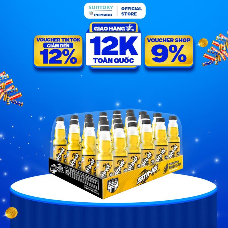  Thùng 24 Chai Nước Tăng Lực Sting Vàng  330ml chai  