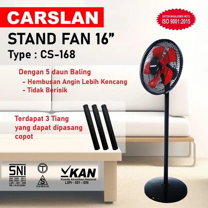 (Promo) KIPAS ANGIN BERDIRI / MEJA STANDFAN / DESKFAN 16 INCH CARSLAN CS-168 2IN1