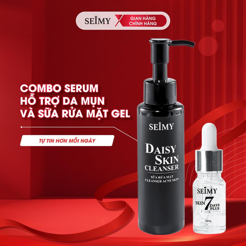 Combo Serum Hỗ Trợ Da Mụn Thâm SEIMY - Skin 7 Days Plus Kèm Sữa Rửa Mặt Daisy Skin Cleanser Skincare 