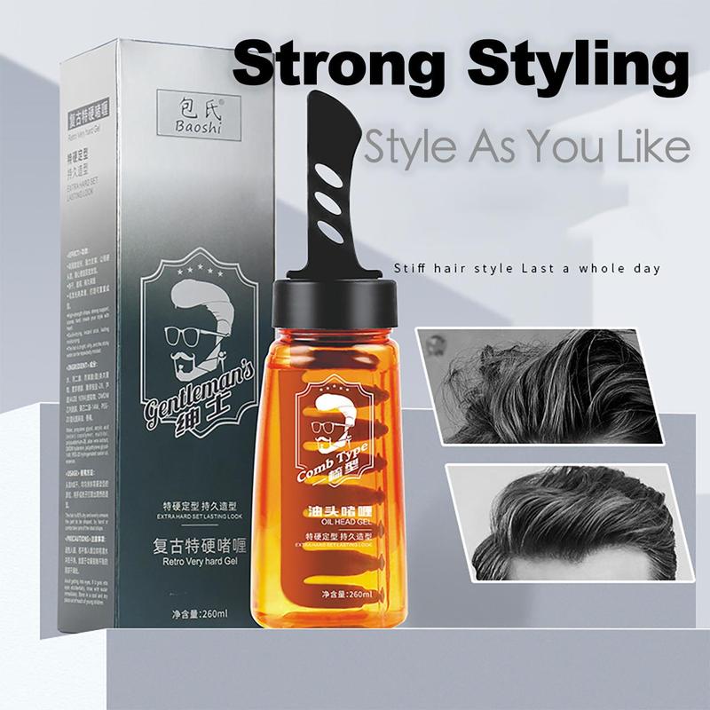 Product Introduction of Men Hair Styling Gel One Comb Type Cool Men's Hair Gel Back Head Artifact Powerful Oil Head Gel Water Haircare Clear Lightweight 13
