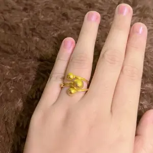 Cincin Boba mewah Kuning Perhiasan Impor Premium Anti Karat
