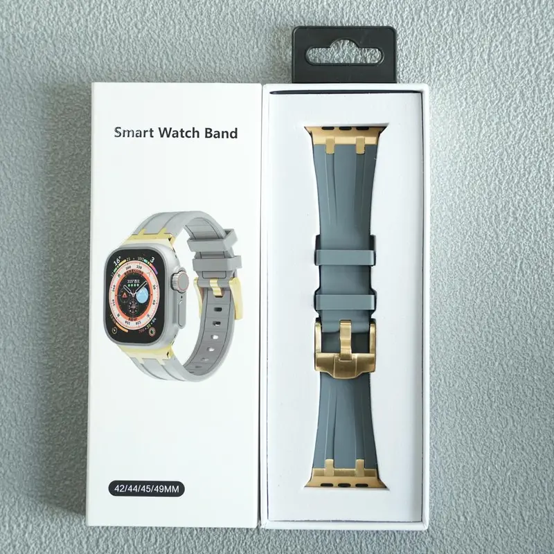 Dây đeo cao su silicon lỏng thể thao, cho iWatch Ultra 49mm, 45mm, 44mm, 41mm và 40mm, dây đeo đồng hồ với Bộ Chuyển Đổi bằng thép không gỉ, cho iWatch Dòng 8, 7, 6, 5, 4, SE2, dây đeo thay thế bền, với hộp gói 8