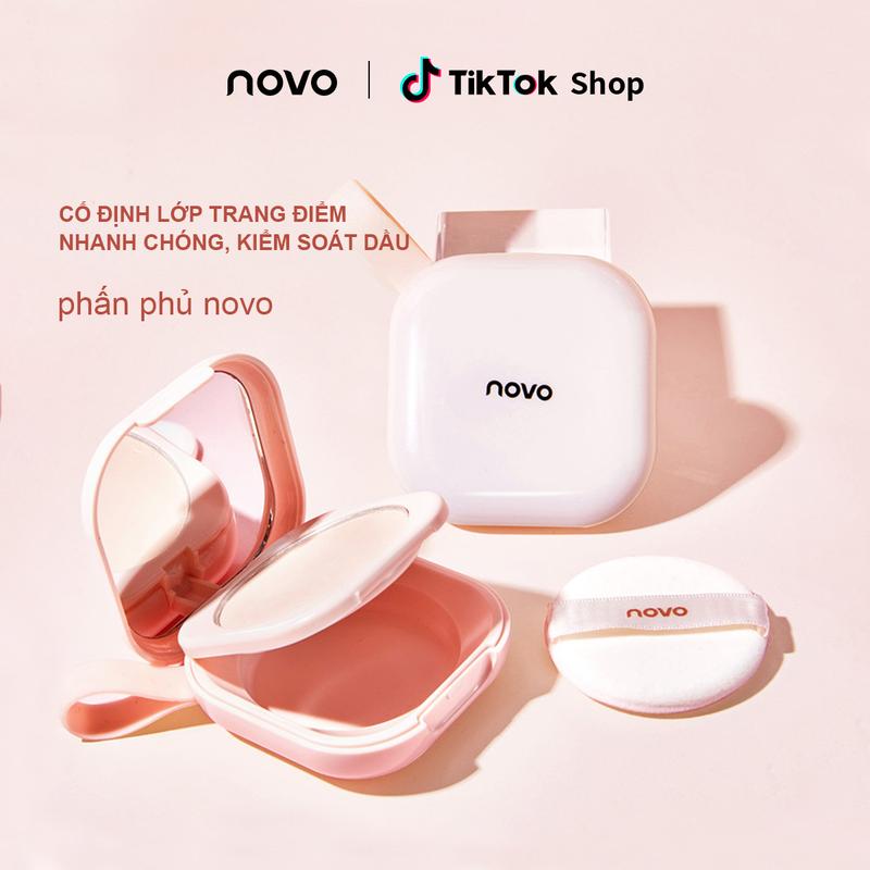 Phấn Phủ Compact, NOVO, Lâu Trôi, Làm Đẹp, Thích Hợp Cho Da Khô Và Dầu, Che Khuyết Điểm, Phấn Ép Trắng