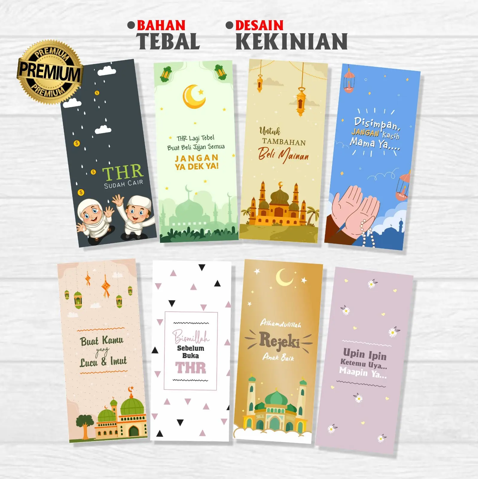 Amplop Lebaran Idul Fitri Lucu Unik Terbaru Jumbo Panjang [Mix Campur] - 10 Pcs/Pack - Kertas, Paper