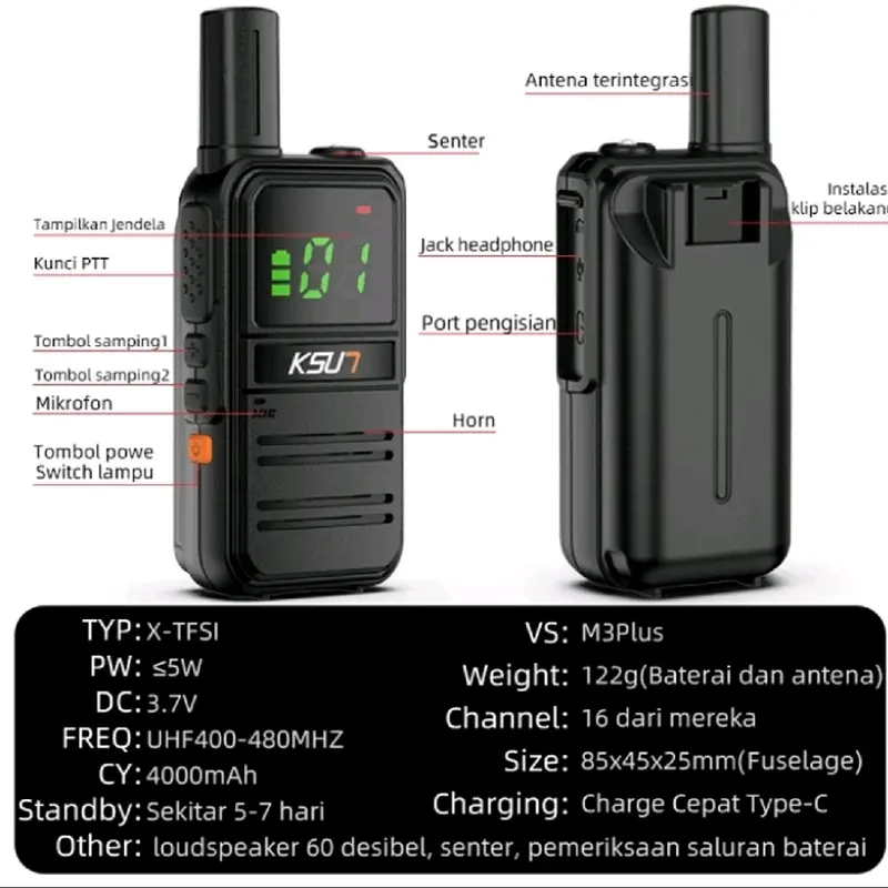 Ht Ksun X Tfsi M3 Plus uhf bisa copy frekuensi ht lain 4