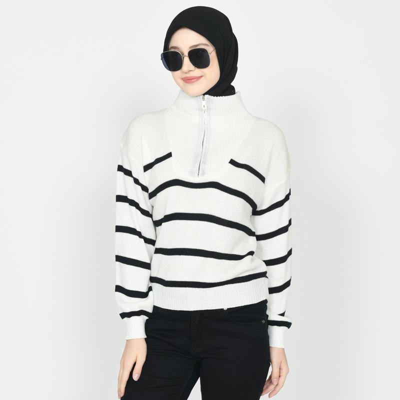 Product Introduction of (Produk Baru) Outer Blouse Rajut Wanita Zipper Crop Top  Korean Style Bahan Lembut Premium 38