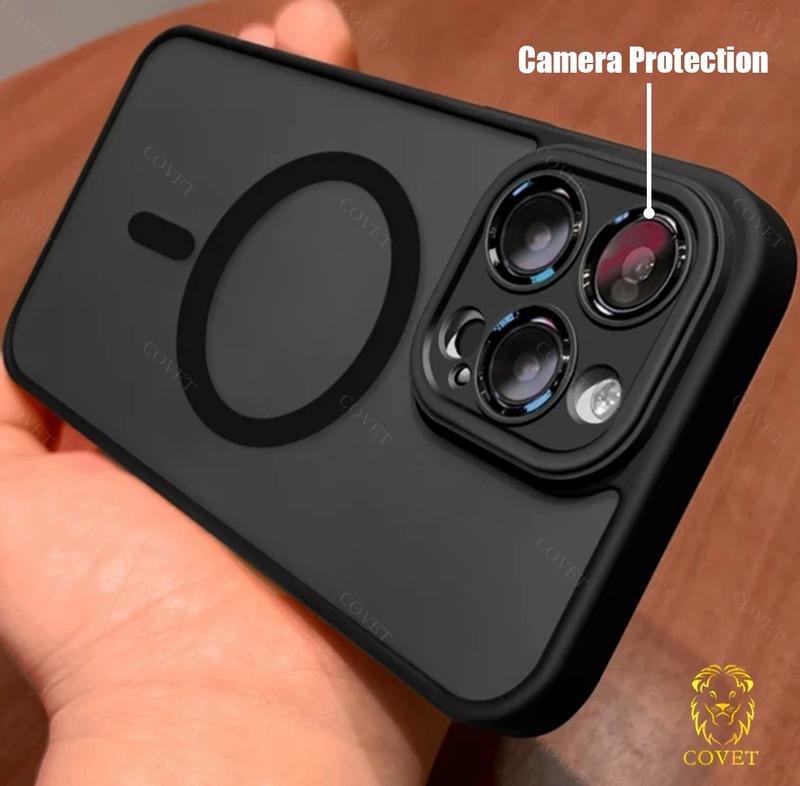 Bảo Vệ Ống Kính Máy Ảnh COVET Màu Trơn Chất Liệu Acrylic Ốp Sạc Không Dây Từ Tính Tương Thích Với iPhone 17 16 15 14 13 12 11 Pro Max ProMax Ốp Lưng Sốc Ốp Lưng Sốc Cứng Chống Sốc