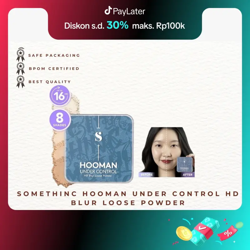 SOMETHINC Hooman Under Control HD Blur Loose Powder - Bedak Tabur 13gr Tahan Lama Wajah Cushion 0
