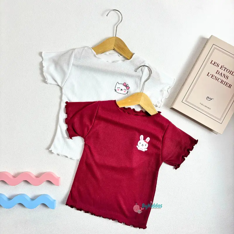 Bykiddos - Atasan Kaos Lokal Anak Perempuan Lengan Pendek / T-Shirt Gaya Casual / Kaos Anak 3