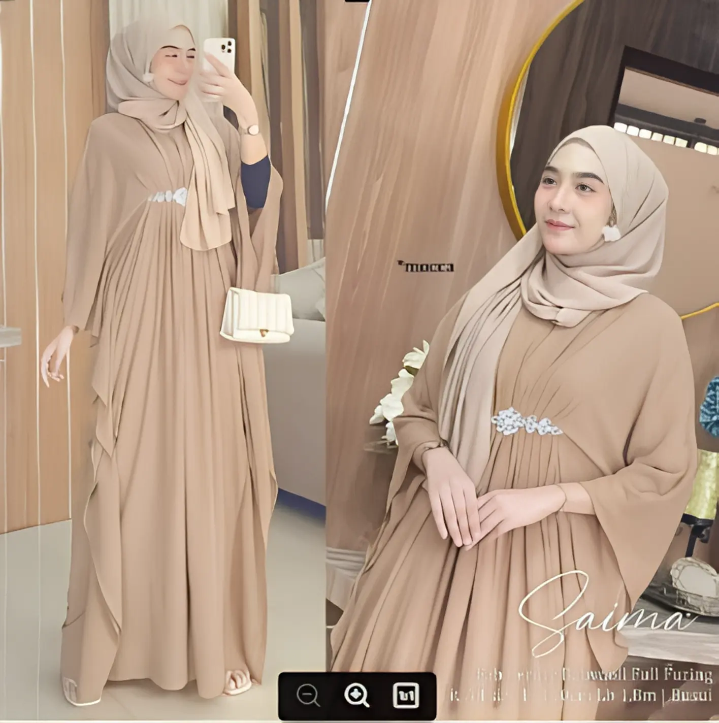 SAIMA KAFTAN CERUTY BABYDOLL RENDA FULL FURING Gamis Muslim Pesta Kondangan Dress Maxi Lebaran Wanita Remaja Dewasa Mewah Simple