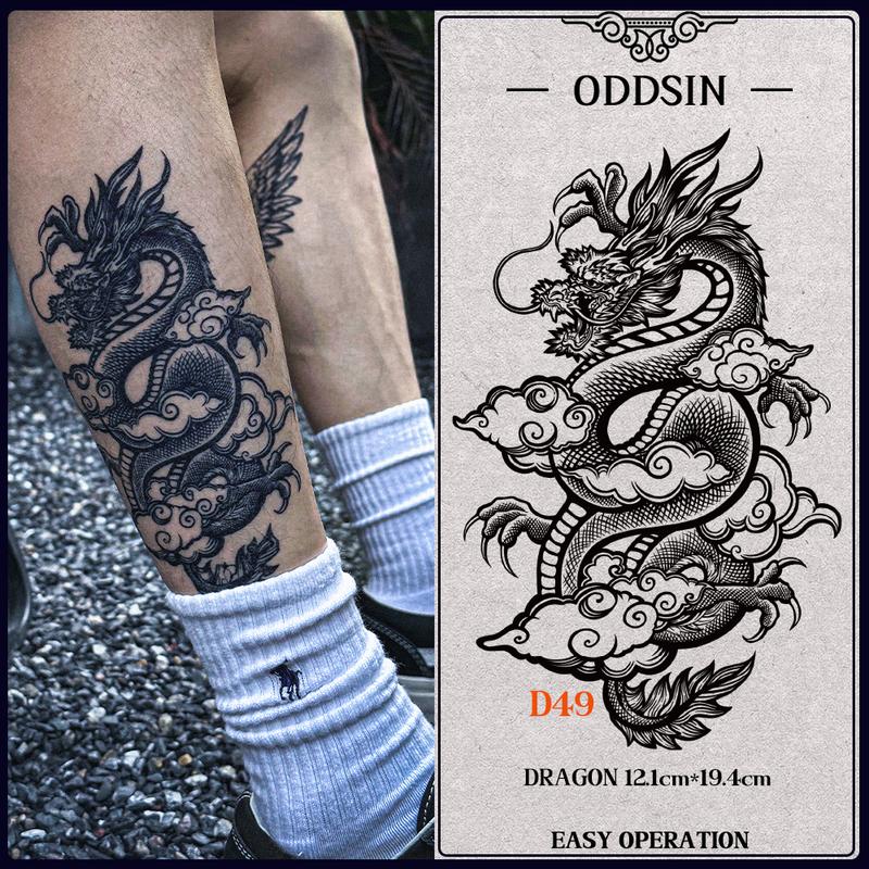 Hình Xăm Dán Tạm Thời, Không Thấm Nước, Lâu Trôi, Hình Xăm Rồng, Kéo Dài Trong 15 Ngày