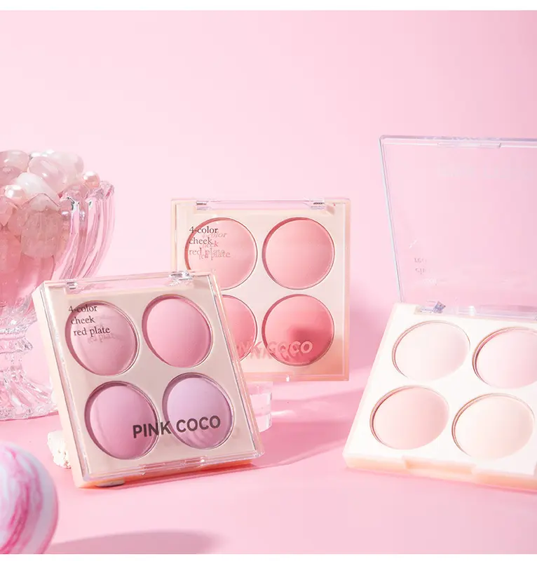 Phấn Má Hồng Dạng Phấn, Bốn Màu, Trơn, Làm Sáng, Màu Nude Và Tự Nhiên, Lớp Hoàn Thiện Lì Trang Điểm Nữ Cosmetic 3