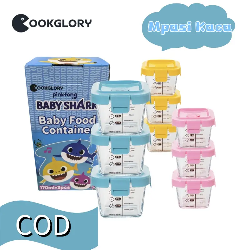 Cookglory 3 IN 1 Wadah Mpasi Bayi / Tempat Mpasi Kaca / Baby Glass Food Container Set 0