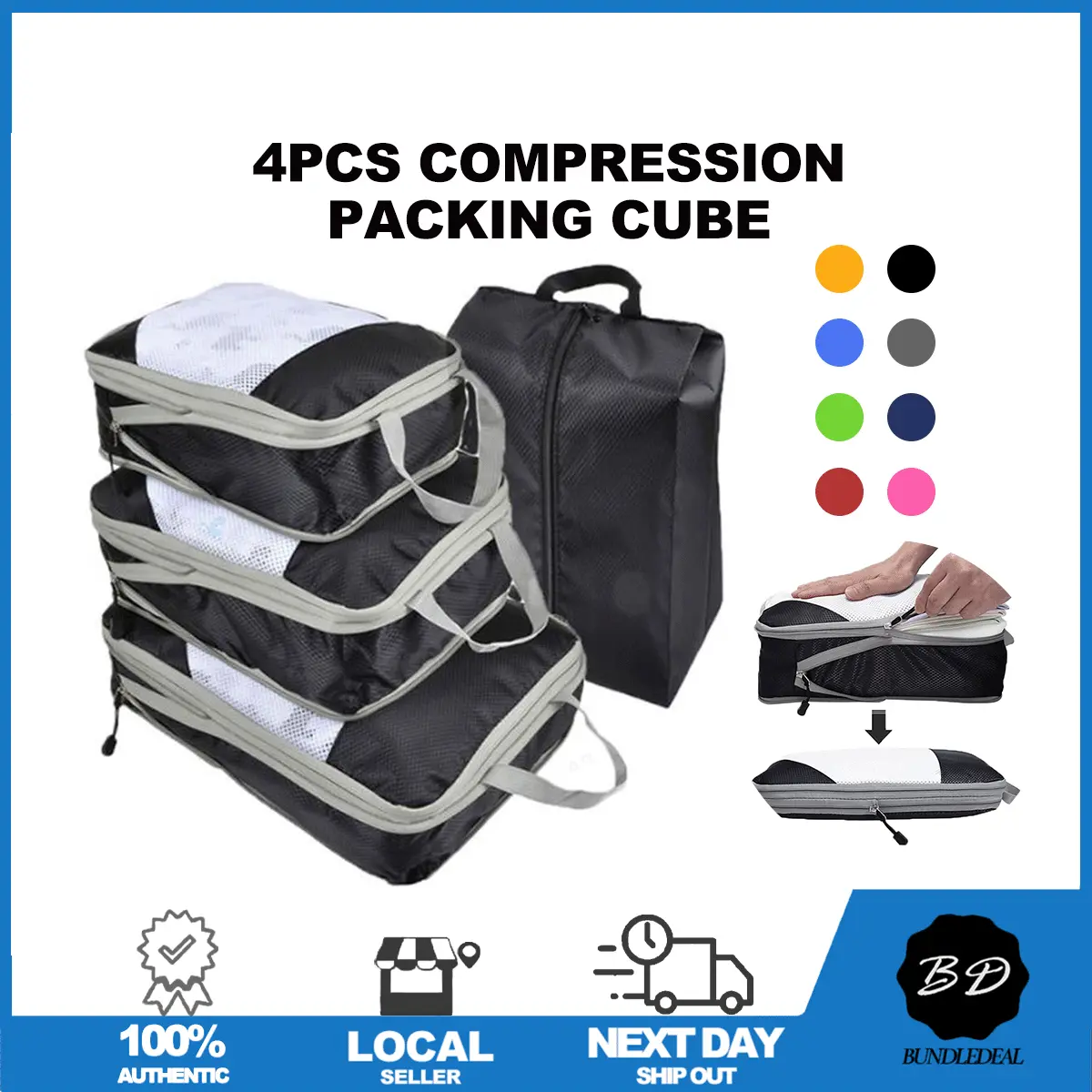 [SG] 4pcs/6pcs Travel Compression Packing Cube Set/ Luggage Packing Cube for Clothes/ Compress Save Space Saving