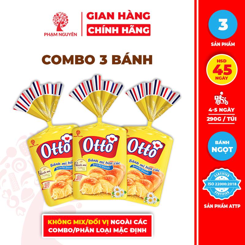 Combo 3 Bịch Bánh mì Hoa Cúc Otto - Otto Brioche Tressée 290g | Bánh ăn sáng tiện lợi | Đồ ăn vặt | Snack Food