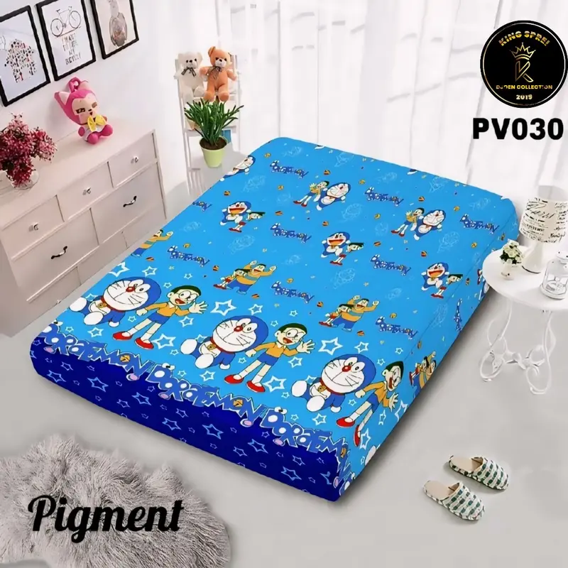 MURAH !!! Sprey Resleting Motif Doraemon / Sarung kasur / Badcover / Harga murah / urung kasur resleting Bisa Dicuci 0