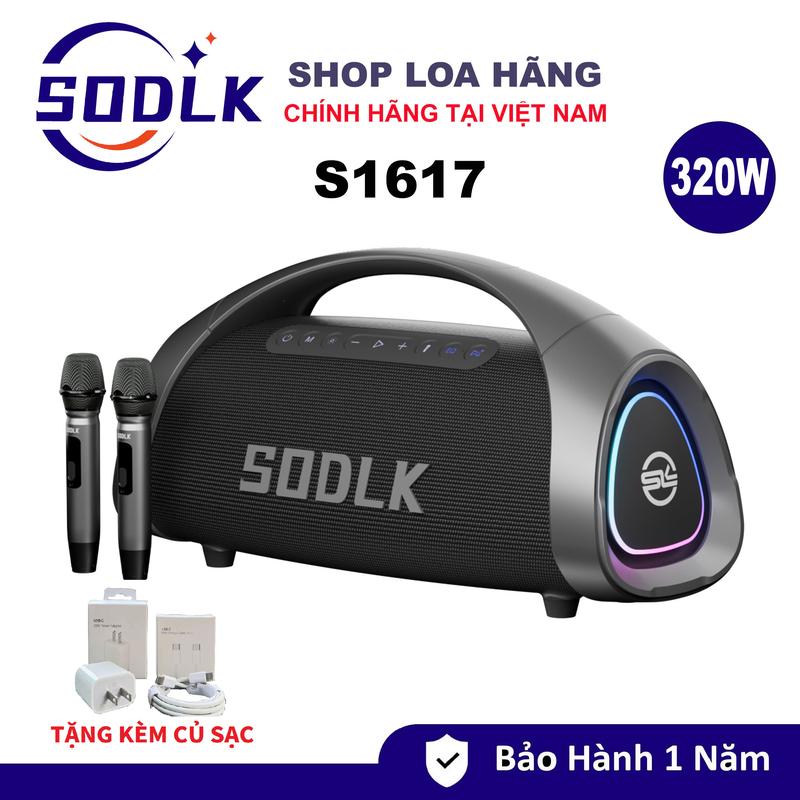 (TẶNG KÈM CỦ SẠC) Loa SODLK S1617 Công Suất 320W, Pin 30000mAh Kèm 2 Micro Hát Karaoke, Bluetooth 5.3 - Chính Hãng Bảo Hành 12 Tháng - Kem, Củ Loa Nghe Nhạc loa _ di động sodlk  speaker