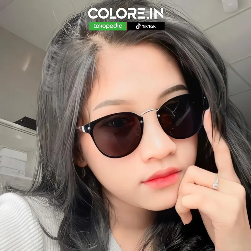 Kacamata Hitam Sunglasses Fashion Korean Style Pria Wanita Lensa UV400 Polarized Bentuk Oval Bahan TR-90 & Metal Colore.In Eyewear 813 0
