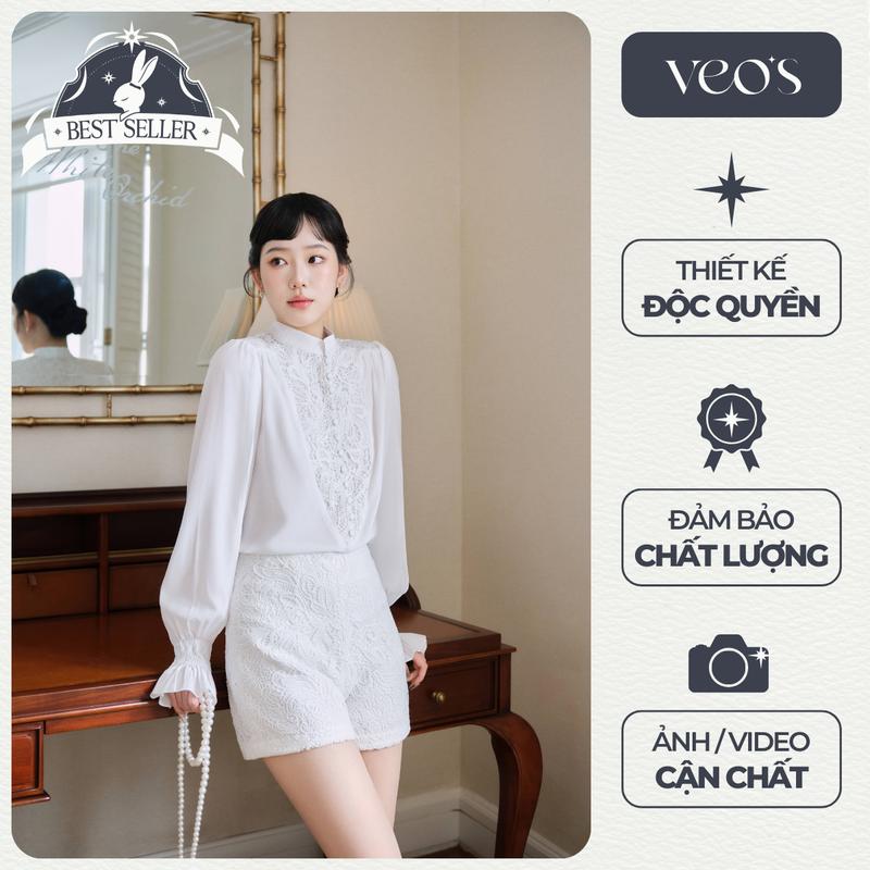 [VEOS] Glory Shirt & Ginnie Short - Set Áo Sơ Mi Thô Phối Ren Thiết Kế Cổ Tàu Và Quần Short Dáng A Phối Ren Thanh Lịch Tiểu Thư