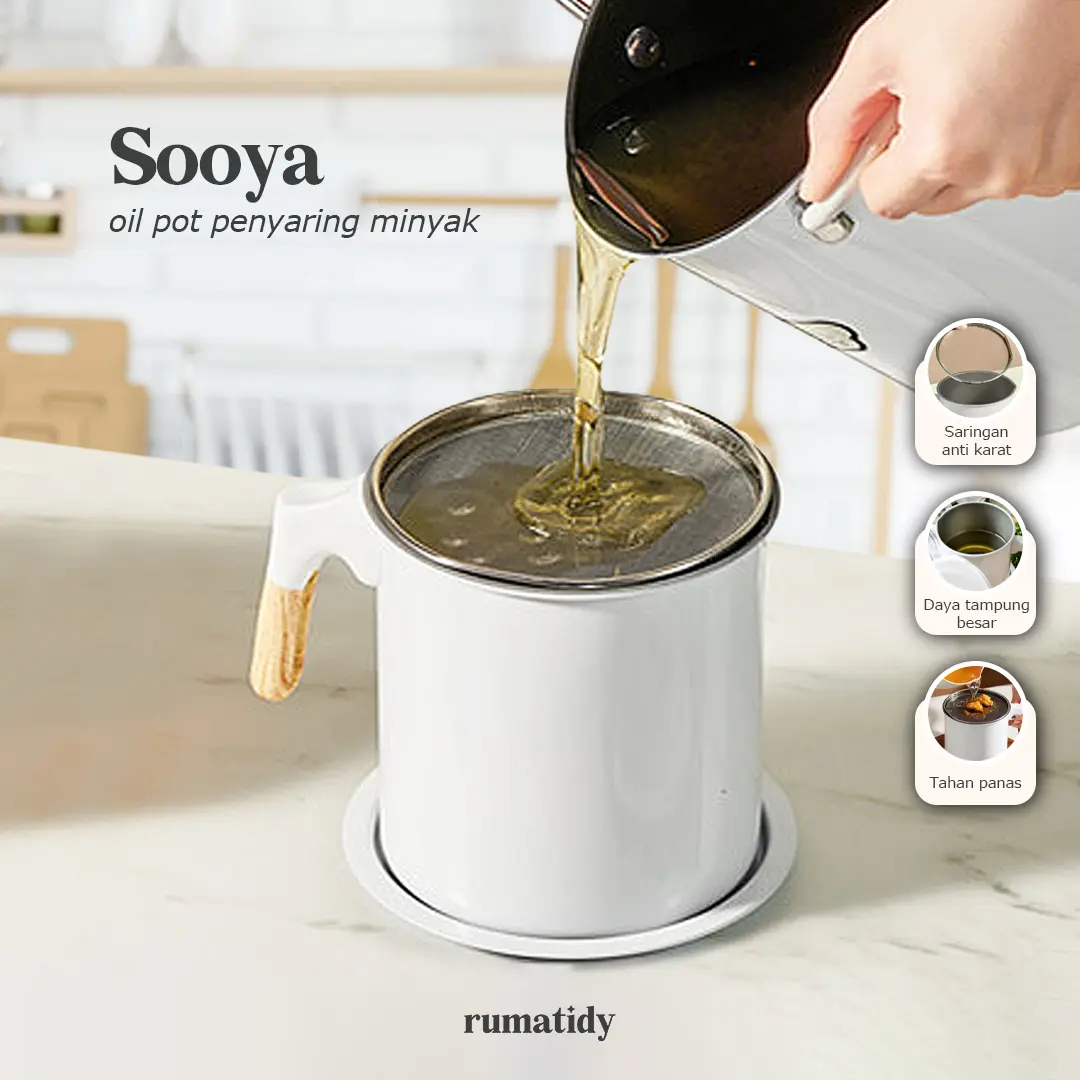 SOOYA Oil Pot Saringan Minyak Stainless Estetik Tempat Penyaringan Minyak Aesthetic Saringan Masak Tempat Minyak Goreng Botol Pot Minyak Wadah