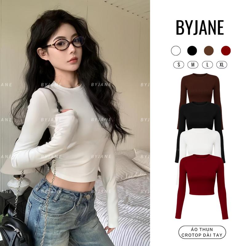 ( MỞ BÁN ) Áo Thun Nữ Croptop Dài Tay BYJANE-879