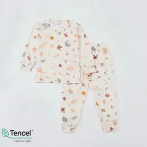 Pajamas set - tencel long set shark and sea animals