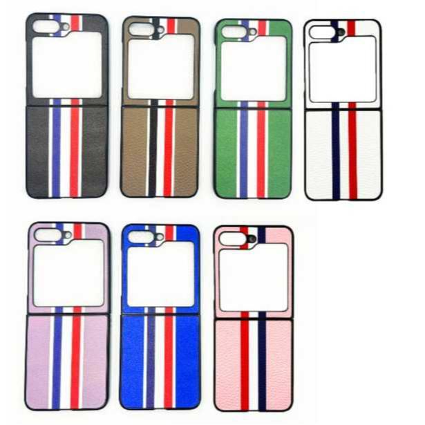 Hard Case Leather Stripe untuk Samsung Z Flip 3 / Z Flip 4 / Z Flip 5 / Z Fold 3 / Z Fold 4 / Z Fold 5 Cover Casing