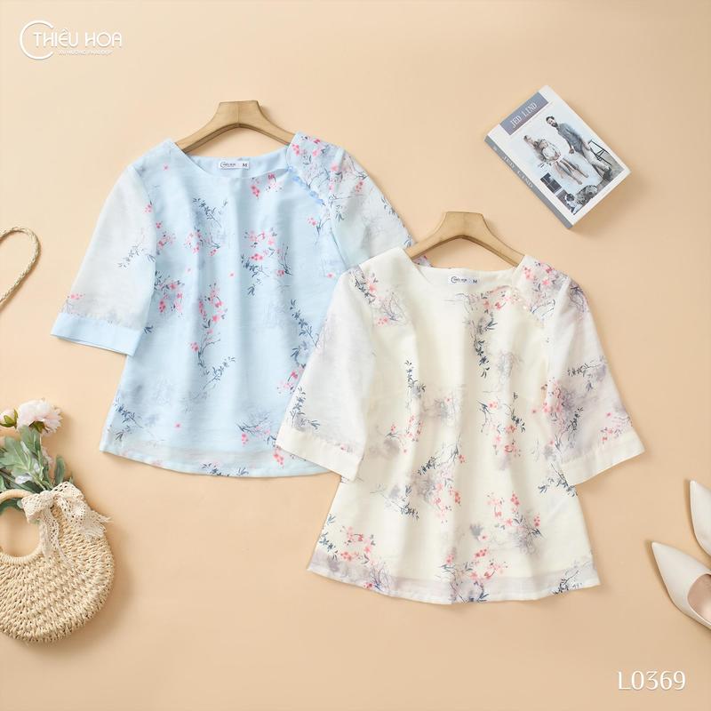  Áo Kiểu Voan Nữ Trung Niên Thanh Lịch Trang Nhã tặng mẹ Thương Hiệu Thiều Hoa AN5L0369 