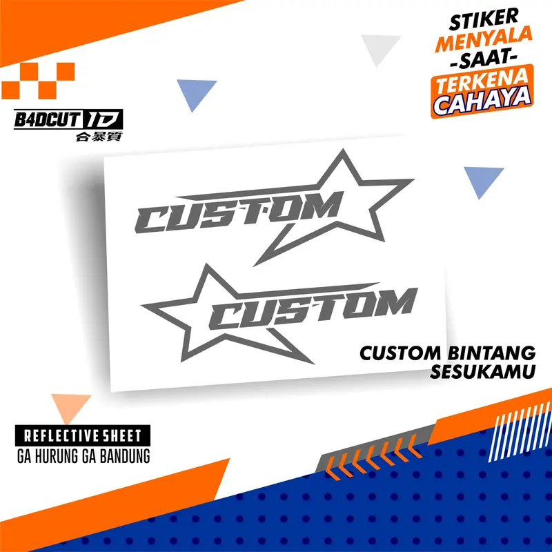Stiker Custom Bebas Request Nama Bentuk Bintang Viral Keren Cutting Bukan Sticker printcut Anti Air Motorcycle 1