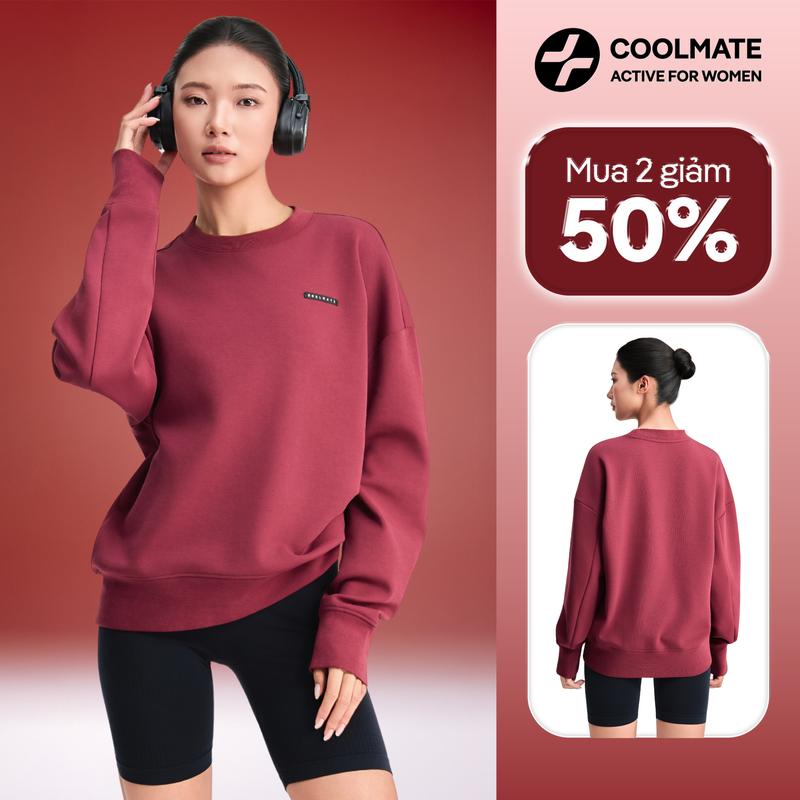   MUA 2 GIẢM 50%  Áo nỉ thu đông thể thao nữ Studio Sweater Oversized giữ ấm hút ẩm  co giãn thoải mái mềm mại - Coolmate For Women 