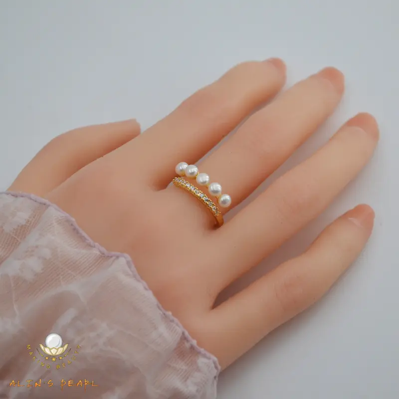 C030 Cincin Mutiara Asli Design Permata Elegant 3