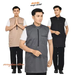 ROSAL Rompi Sholat Dewasa Fashion Muslim Pria Baju Shalat Koko Matt Cotton Toyobo Royal Delux Adem Nyaman dengan 3 Kantong dan List Pundak Baju Koko Dewasa Terbaru 2026