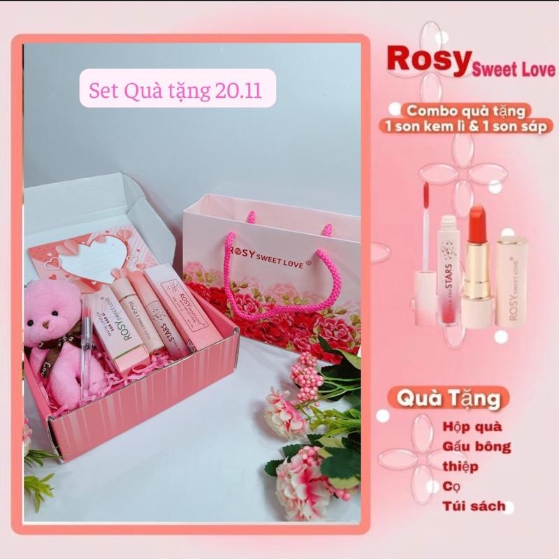 [TẶNG HỘP QUÀ +THIỆP+ GẤU BÔNG + CỌ+ TÚI SÁCH]  Combo 1 Son kem lì và 1 son sáp  siêu mềm môi , kháng nước , bền màu , lâu trôi , không chì Nữ Cosmetic Women Mỹ Phẩm Trang Điểm Son Môi
