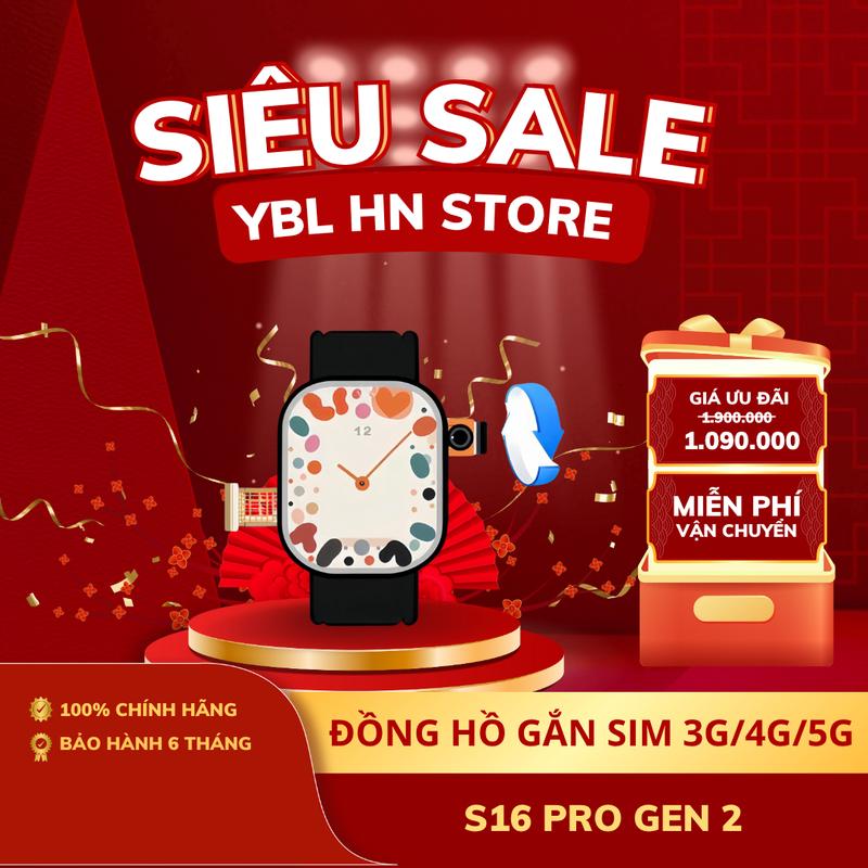  Đồng Hồ Thông Minh S16 Gen 2  Màn Hình Super AMOLED Kết Nối Wifi Tải Ứng Dụng Chơi Game Có Sim Nghe Gọi 2 Chiều Camera Xoay 180 Độ 