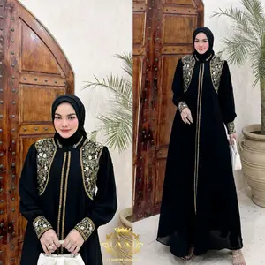 AREESA DRESS SET HIJAB BORDIR PAYET/gamis lebaran/gamis mewah