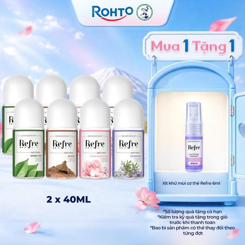 Combo 2 Lăn khử mùi chiết xuất thiên nhiên Refre Natural (2 x 40ml)