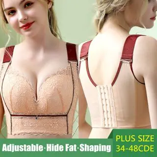 Stock 34-48CDE Women's Underwear Lace Large Size Bra Light and Thin Wireless Sexy Push Up Bra Large Size Anti Drop Bra Beauty Salon Adjustable Bra Breathable and Comfortable Bra