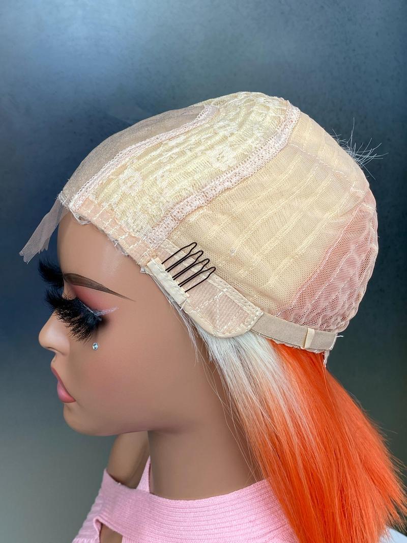 Product Introduction of Women's 14 Inch Short Stright Bob Wig without Bangs, Mixed Color Wigs for Daily, Cosplay, Anime or Costume Party, Striking Natural Fluffy Hair Wigs without Bangs for Daily & Party Hairstyle Decoration 7