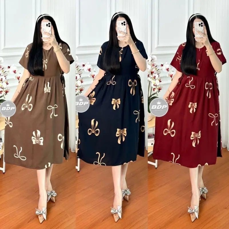 Daster Chibi Rayon Pendek Motif Pita Busui Bumil Resleting Depan Daster Wanita Harian Santai By Farcio Dress Wanita Rayon Adem Kekinian 0