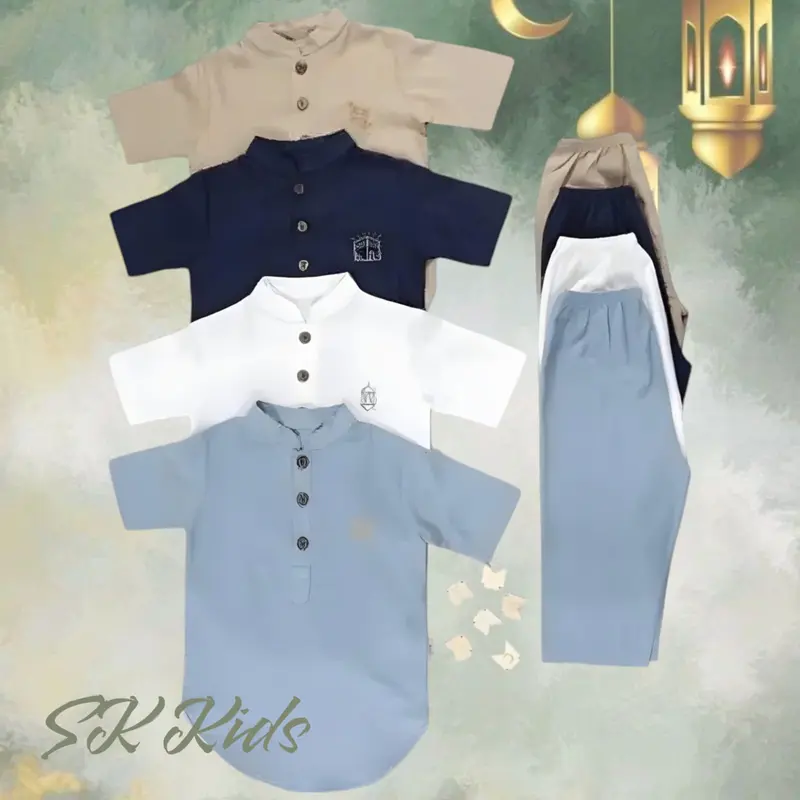 Setelan Koko Anak Laki-Laki Usia 6 Bulan-10 Tahun Bahan Katun - Muslim - Baju Nyaman Pendek 0
