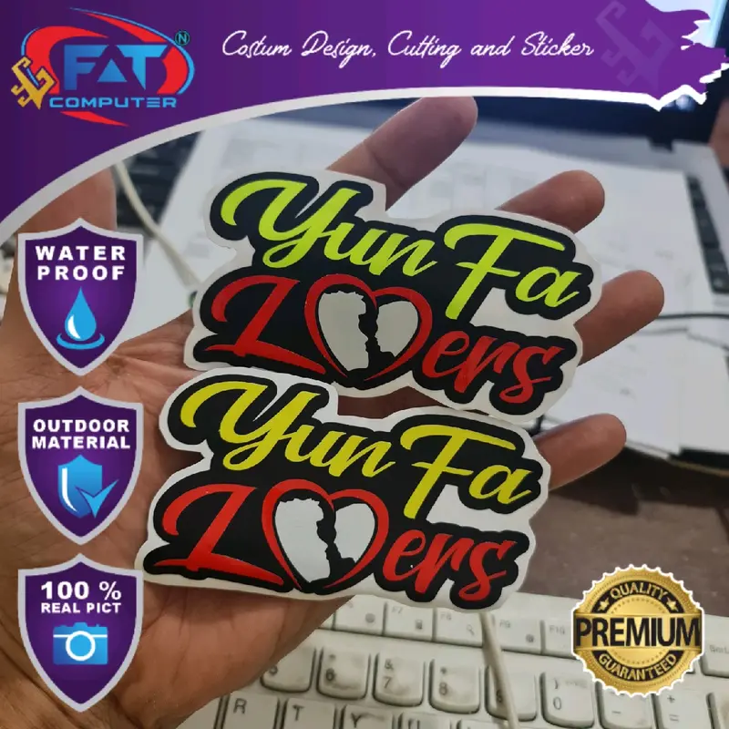 Stiker Cutting Yunfa Lovers Mas Iyun Fauzana Reflektif Menyala Terkena Cahaya 3