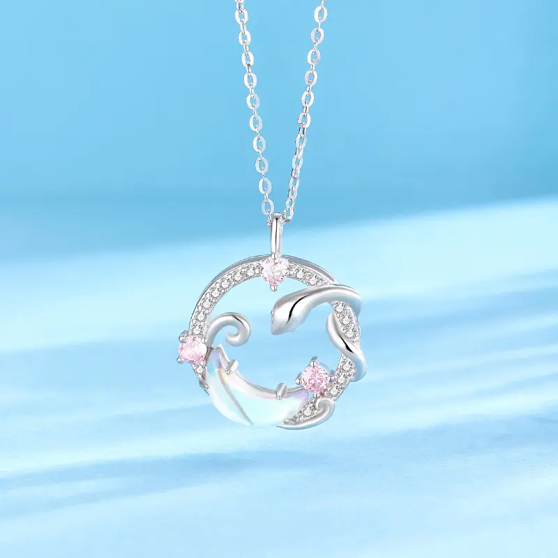 [925 Silver]Necklace Summer Sweat&Tarnish Resistant Celestial Serpent pendant Hypoallergenic Dainty Necklace for Women Fashionable and versatile jewelry