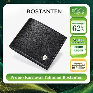 BOSTANTEN Dompet Pria Lipat Bahan Kulit PU Kualitas Premium Hitam/Coklat